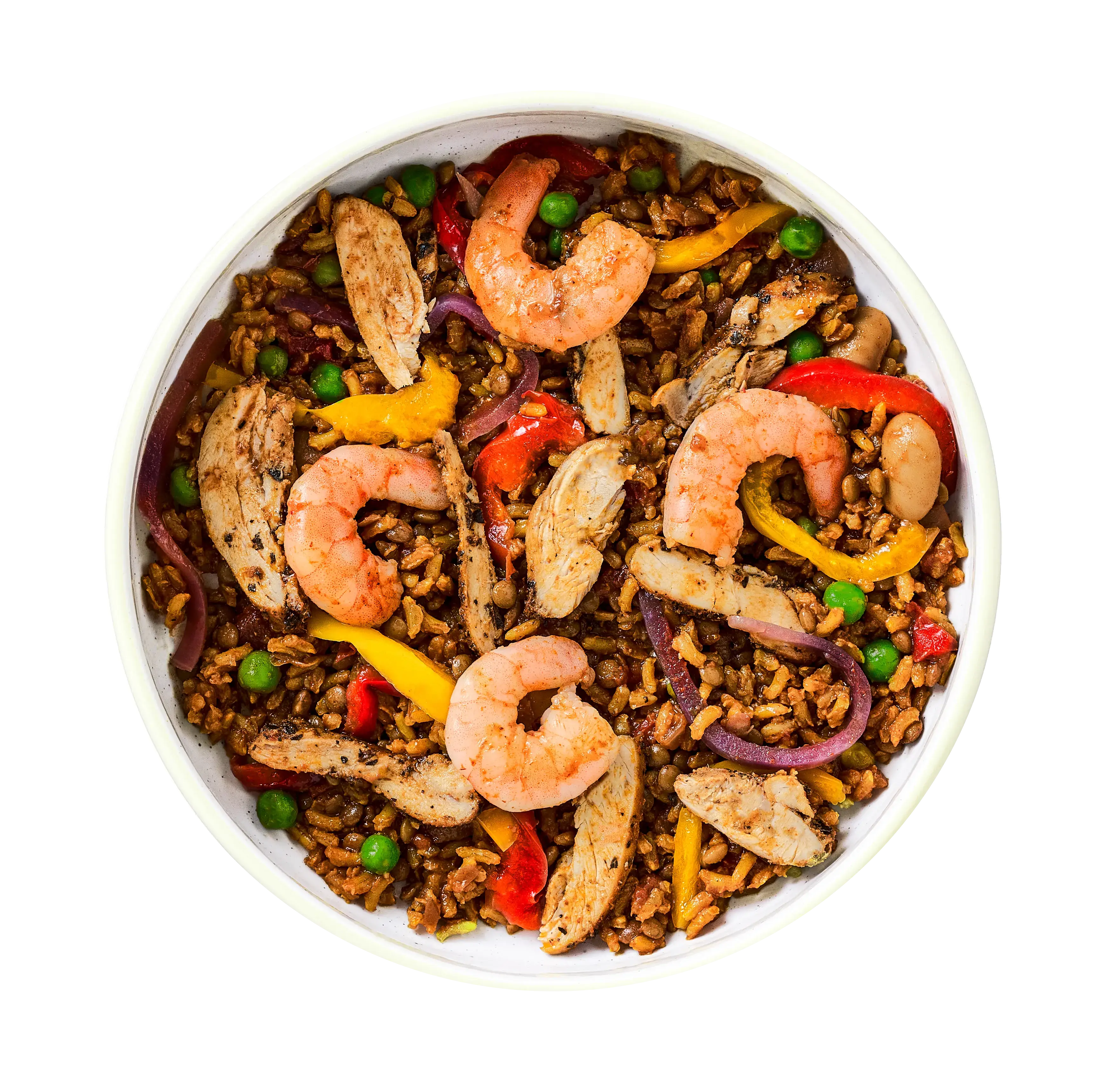 King Prawn with Chicken Paella and Roasted Veg